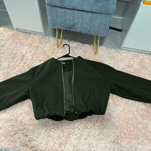 Zara Green Bomber Jacket Casual Style
